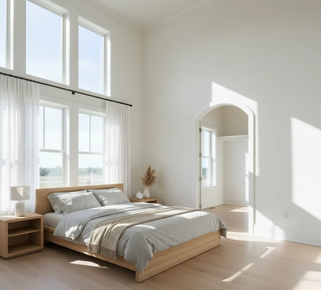 After - Minimalist bedroom virtual staging with clean lines
