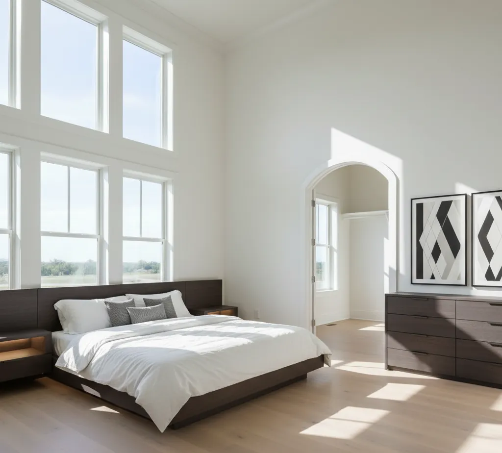 After - Modern bedroom virtual staging transformation