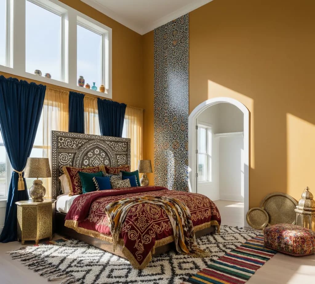 After - Moroccan Bazaar bedroom virtual staging transformation