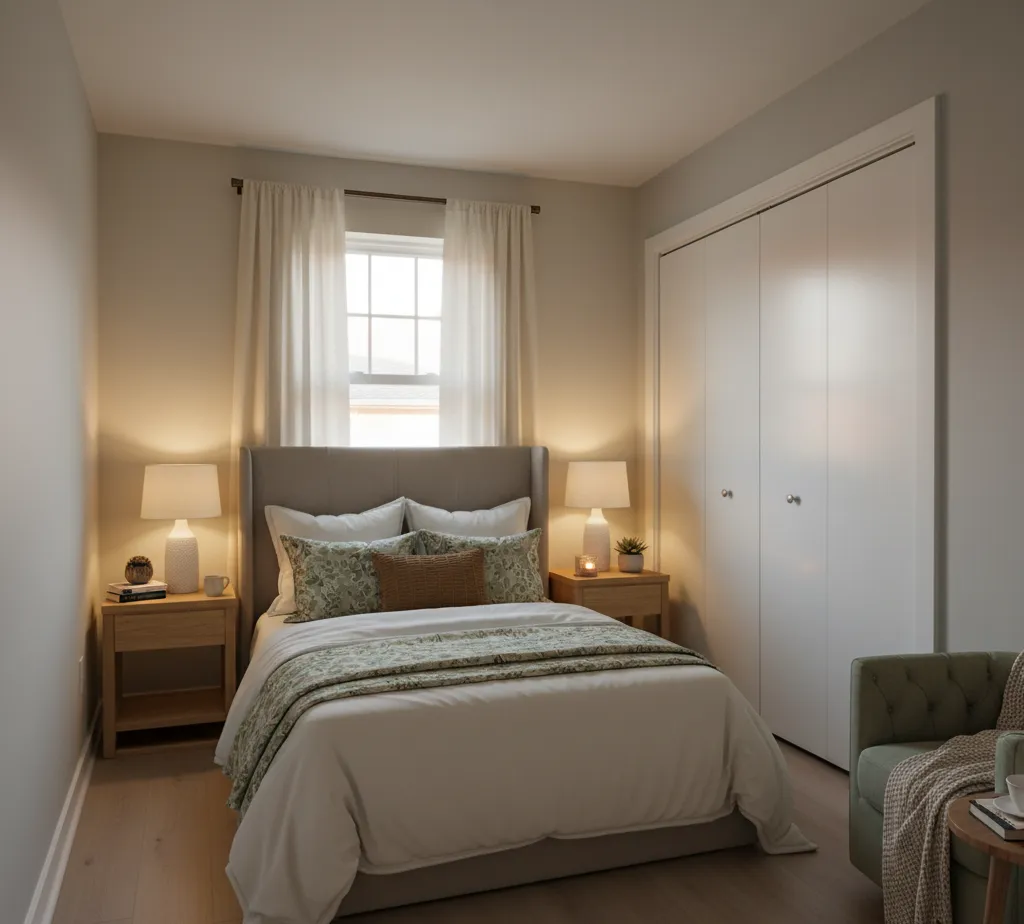 After - Cozy bedroom virtual staging - variation