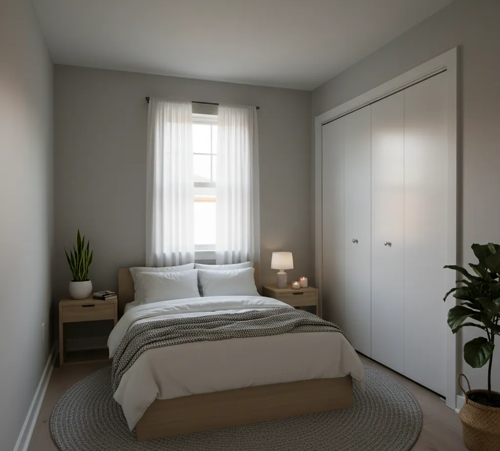 After - Scandinavian bedroom virtual staging - variation