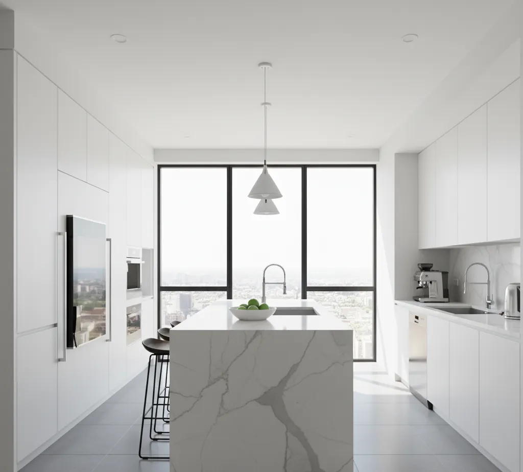 After - Modern kitchen virtual staging with clean lines