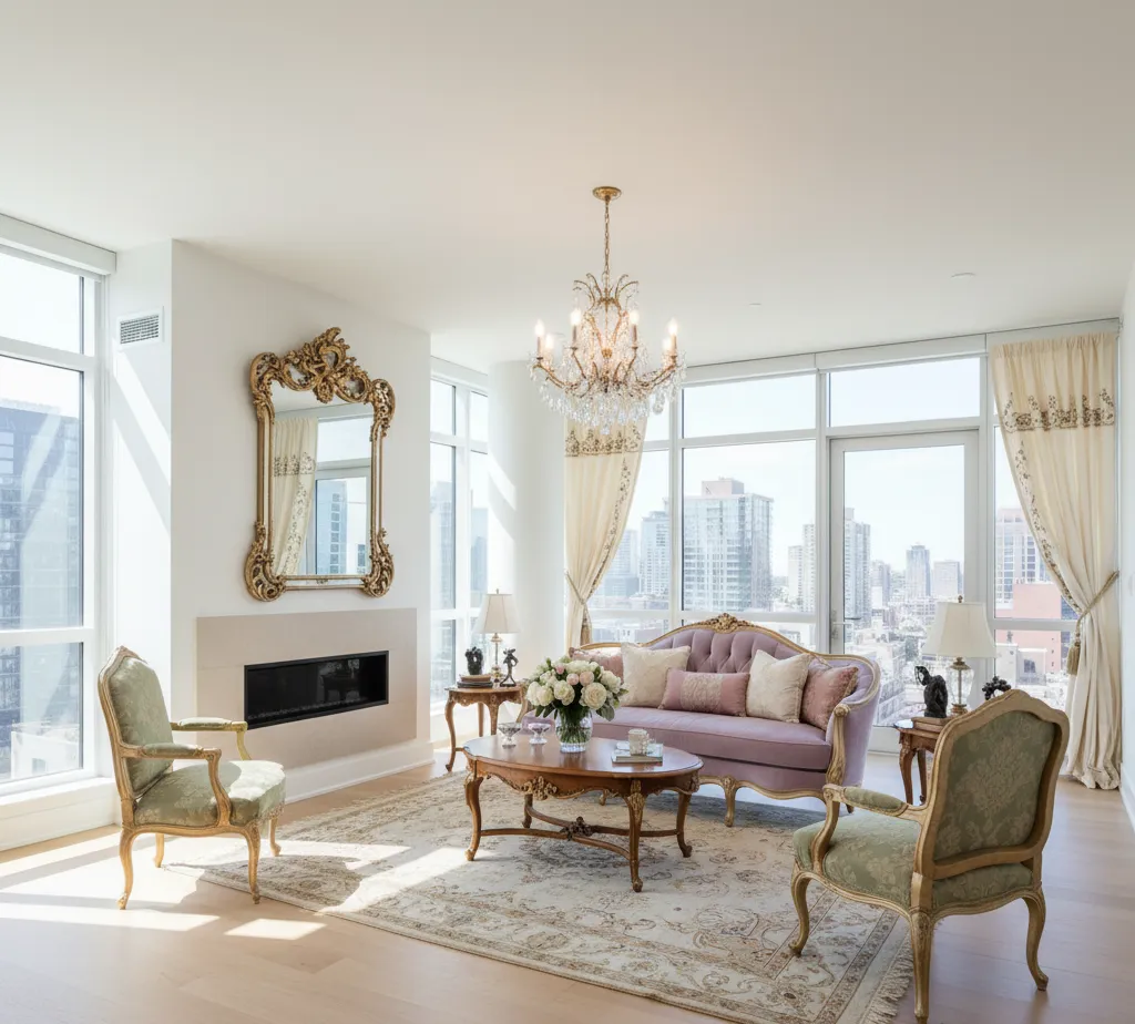 After - French Elegance living room with ornate details