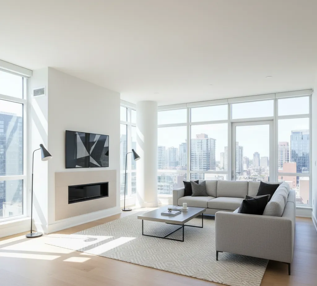 After - Modern living room virtual staging before and after