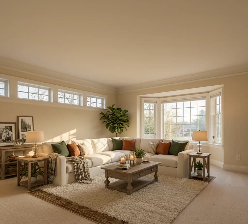 After - Cozy living room virtual staging - variation