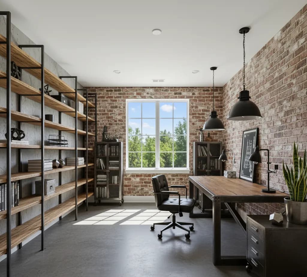 After - Industrial Chic office virtual staging design